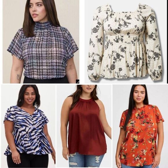 Torrid Lot of 5 Tops Blouses Chiffon Rayon Plus Size 3X Womens Floral Shirts - Picture 1 of 16